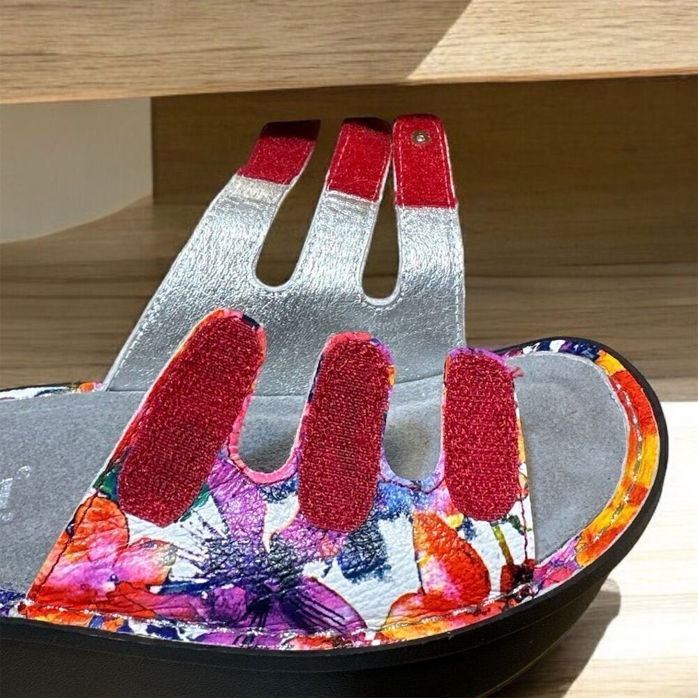 Alegria Fiona Iris Floral Leather Slide Sandals Women's Size 7 Multicolor - Picture 6 of 11